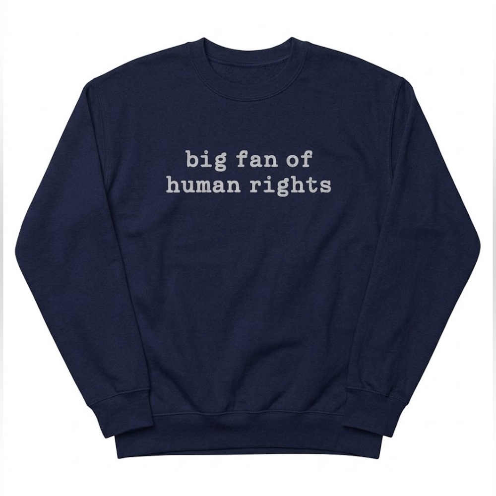 Human Rights Statement Crewneck Sweater- Navy Blue XL